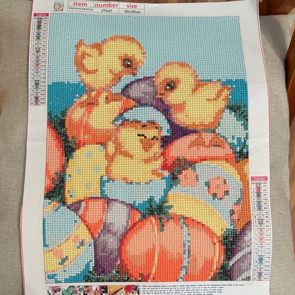 Colorful Duck and Pumpkin Cross Stitch Kit